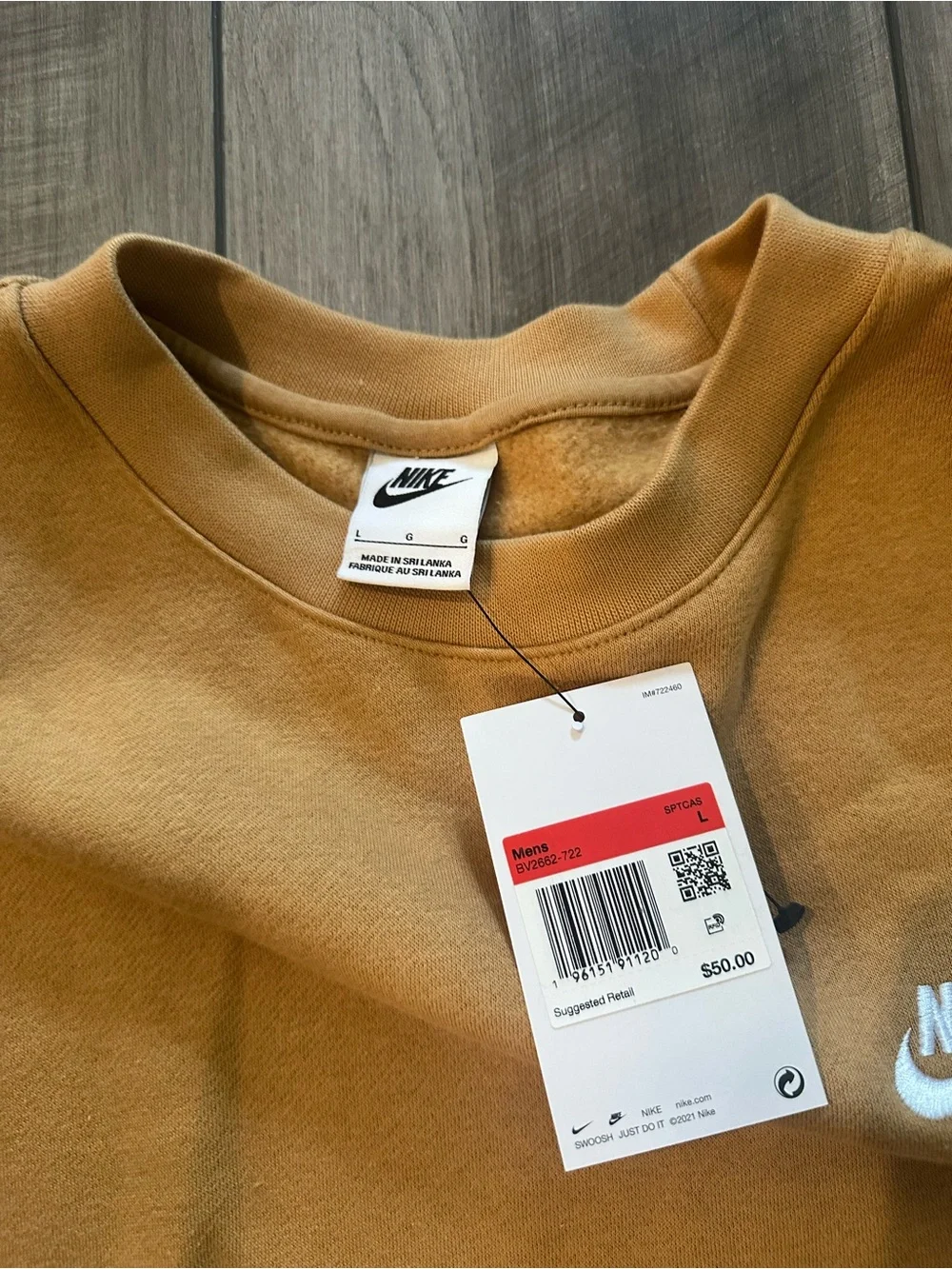 Nike Men’s Crewneck Sweatshirt — Mustard Tan